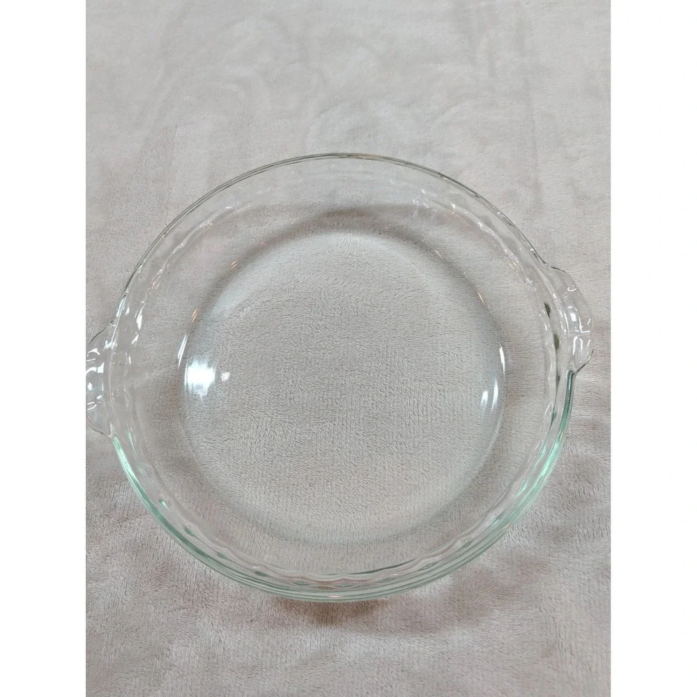 Pyrex Clear Glass 9.5‎ Inch Scalloped Pie Plate with Handles 209 Fluted Dish